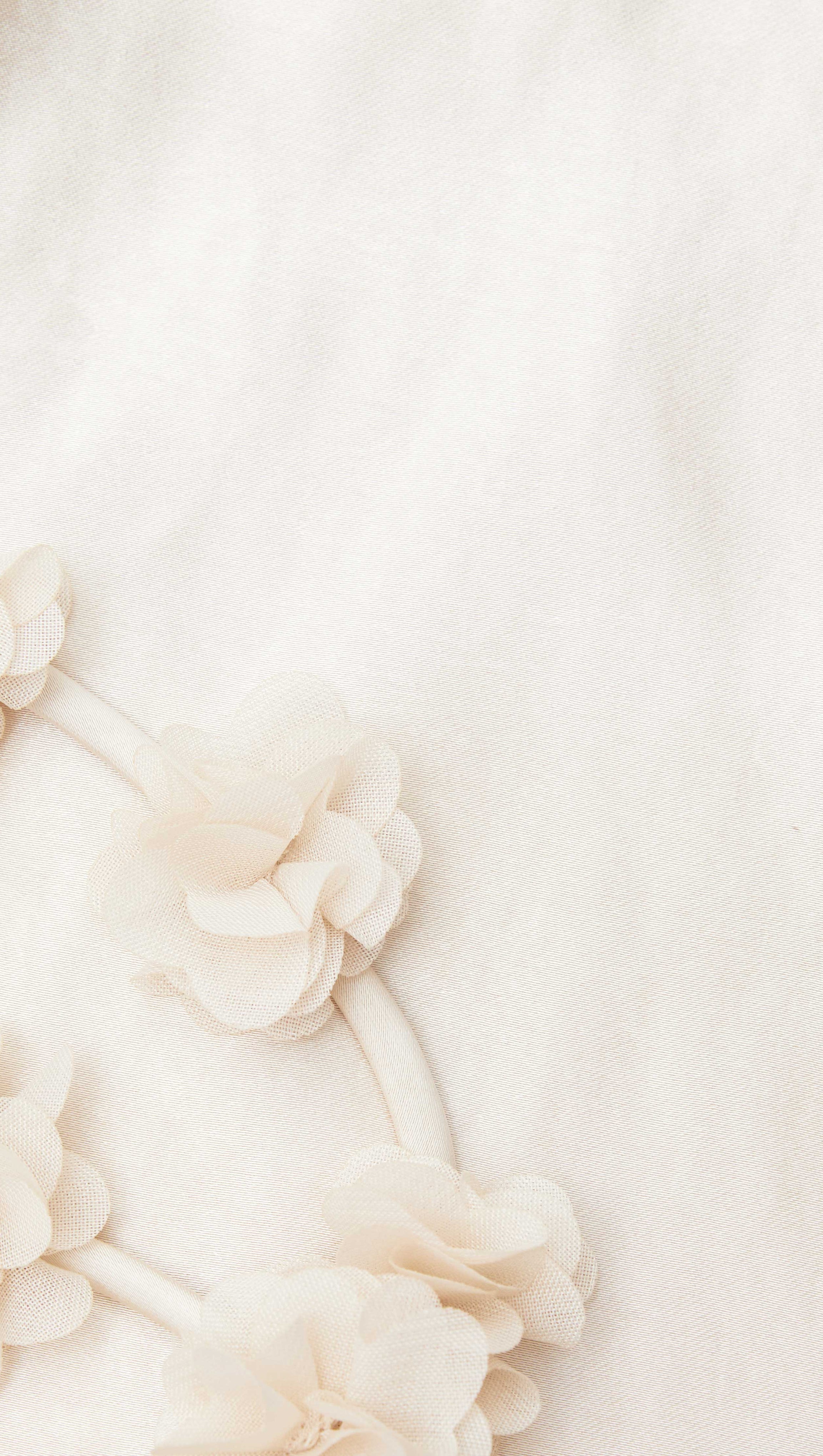 CHAMPAGNE SATIN FLOWER MAXI DRESS