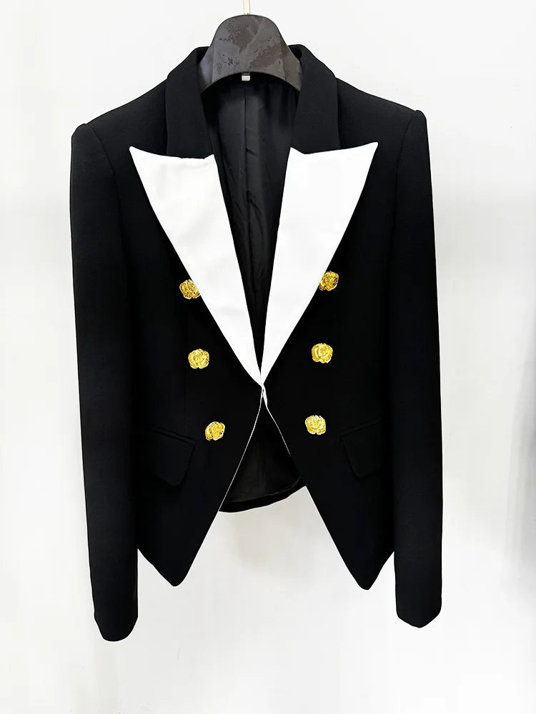 AIIZIE GISELLE SLIM-FIT JACKET WITH ROSES BUTTONS IN BLACK - product image