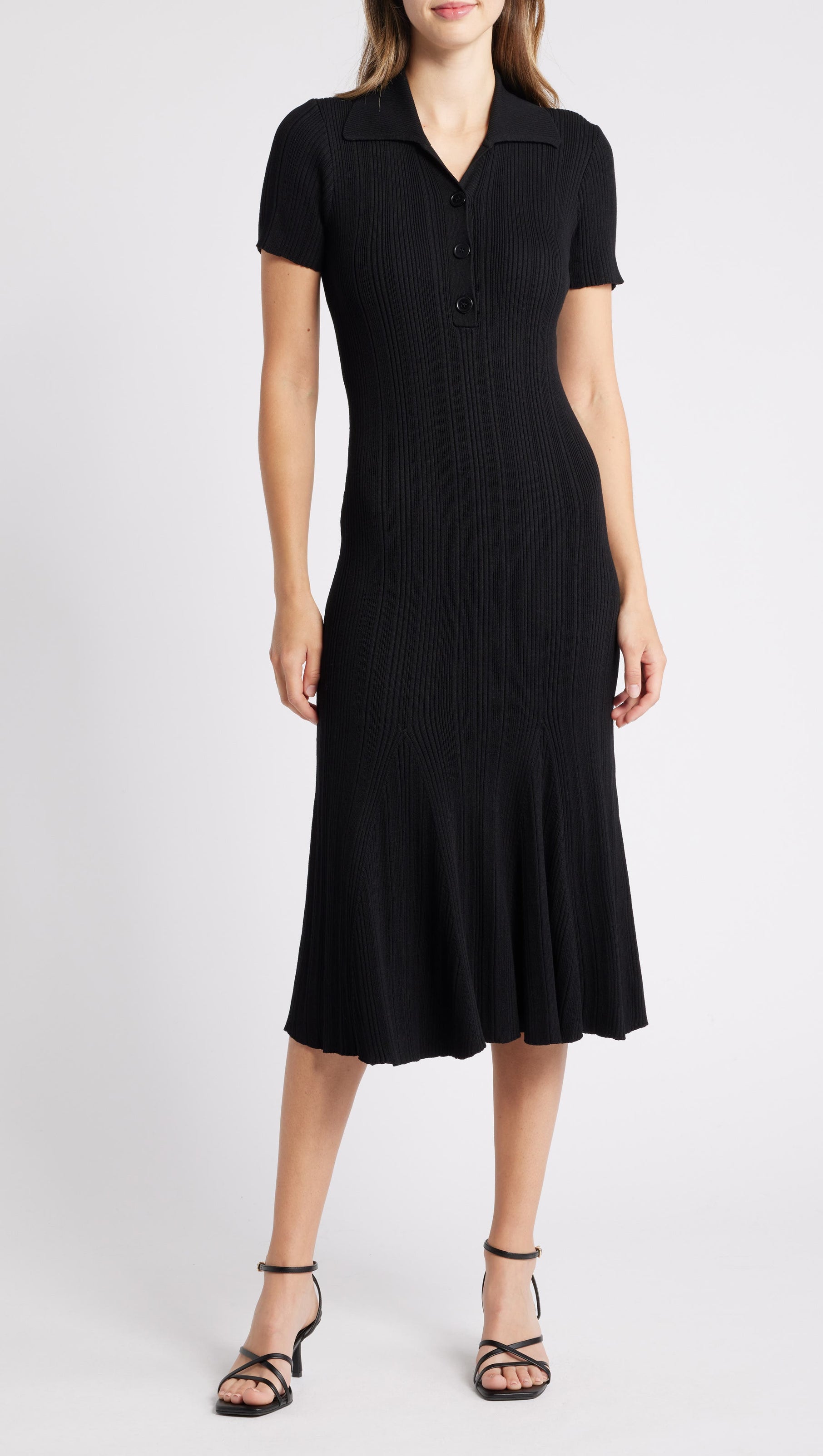 AIIZIE DOLORES BLACK POINTELLE MIDI DRESS - product image