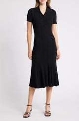 DOLORES BLACK POINTELLE MIDI DRESS