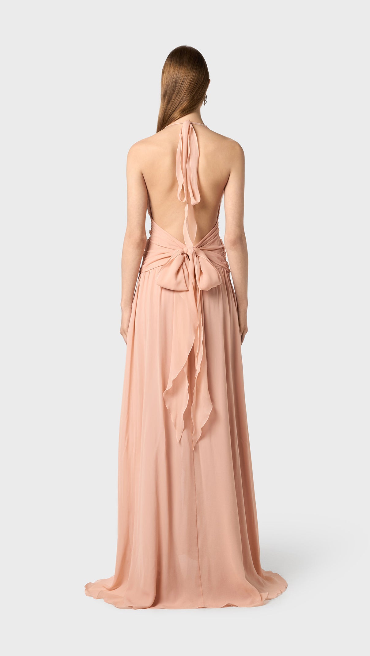 AIIZIE AONAVER FLORAL RUFFLE HALTER MAXI DRESS IN PINK - product image