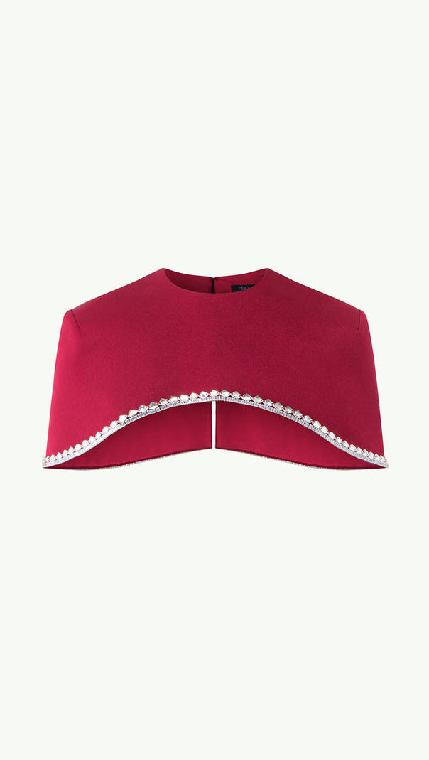 AIIZIE SPAGHETTI STRAP ASYMMETRIC PLEATED MIDI DRESS IN RED - product image