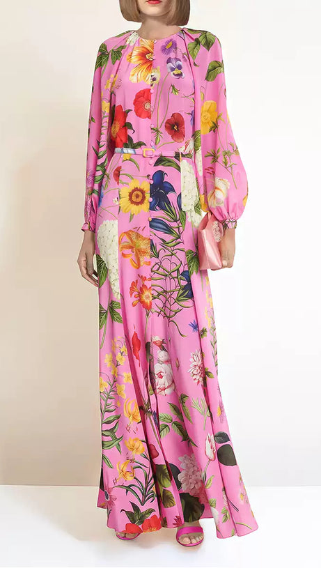 CHARMING PINK FLORAL MAXI DRESS