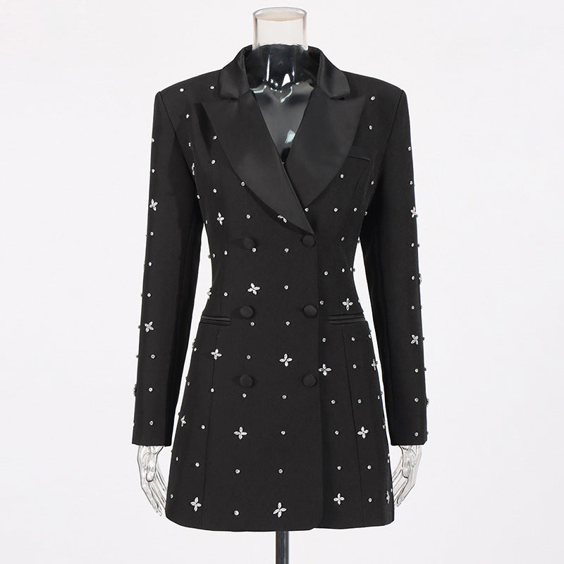 CACHI DIAMANTE EMBELLISHED BLAZER MINI DRESS