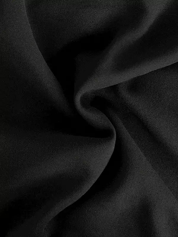 ELEGANT BLACK MAXI DRESS WITH DEEP V - NECK & LONG SLEEVES