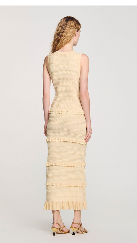 TRISTA ROUND NECK SLEEVELESS FOLDS MAXI DRESS