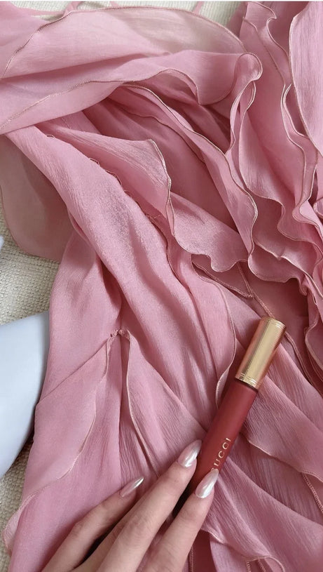 SABRINA TRÄGERLOSES MINIKLEID MIT RÜSCHENLAGEN IN PINK