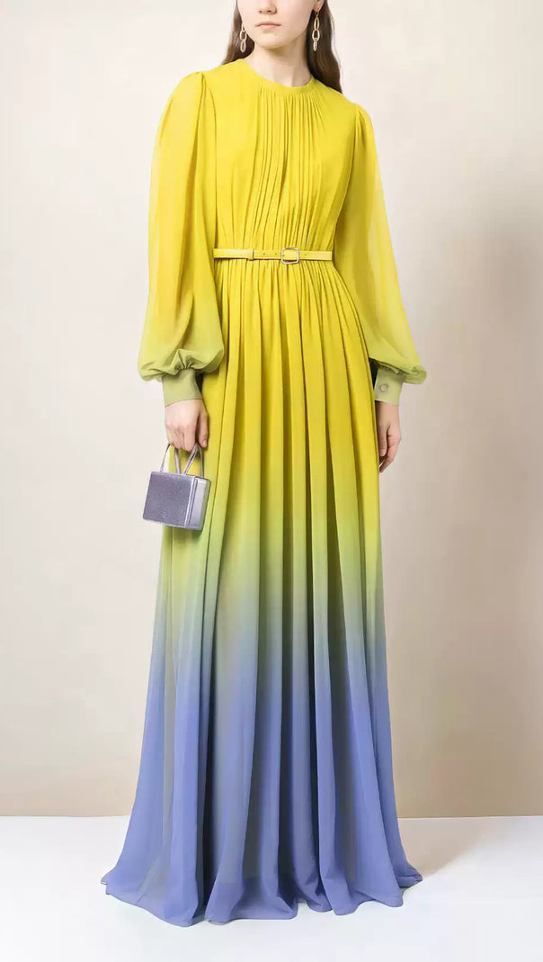 AIIZIE NICHE GRADIENT YELLOW LONG MAXI DRESS - product image