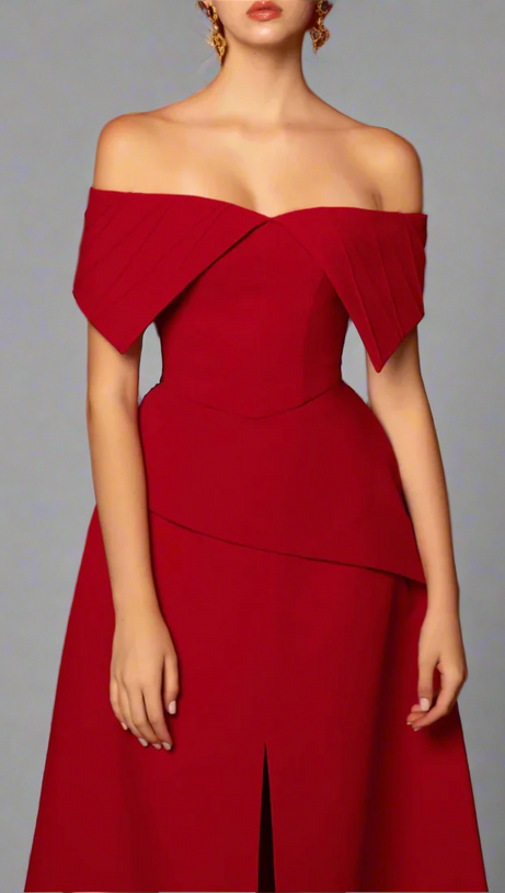 Harper Off-Shoulder-Set in Rot