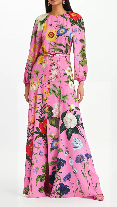 CHARMING PINK FLORAL MAXI DRESS