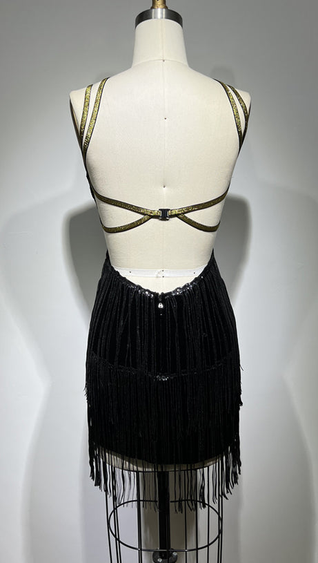 Neckholder-Hoco-Kleid mit Pailletten-Schmetterlingsprint