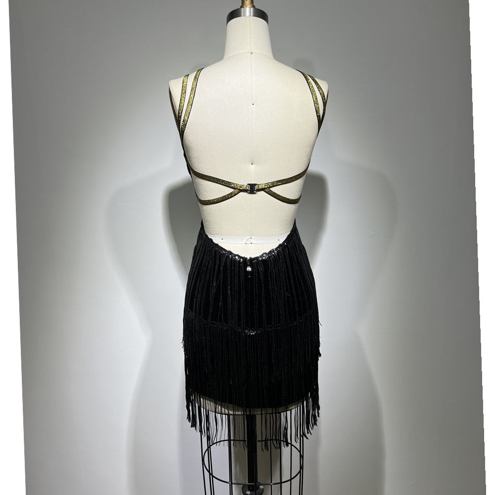 AIIZIE SEQUIN BUTTERFLY - PRINT HALTER HOCO DRESS - product image