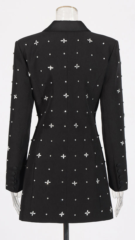 CACHI DIAMANTE EMBELLISHED BLAZER MINI DRESS