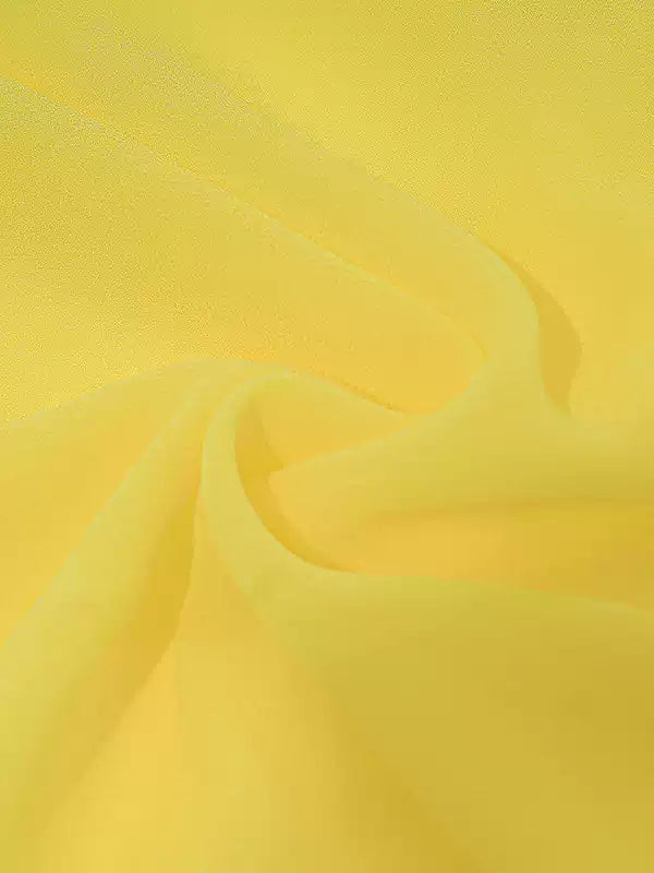 YELLOW SHEER - SLEEVED BELTED MAXI DRESS