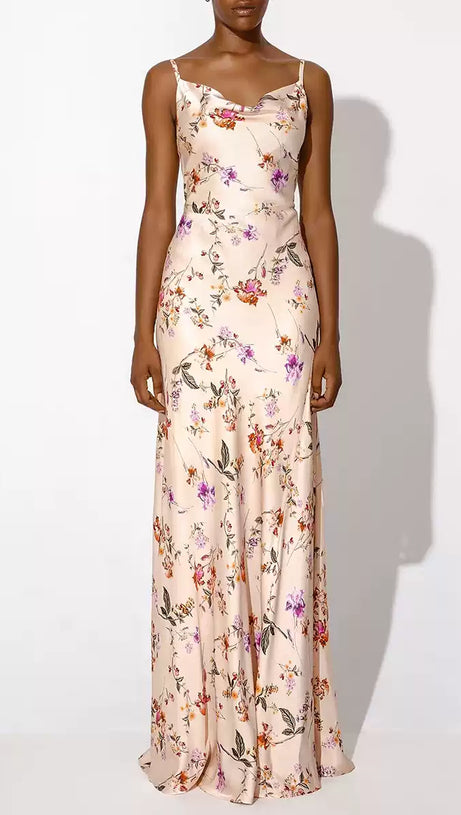 FLORAL PRINT SPAGHETTI STRAP MAXI DRESS