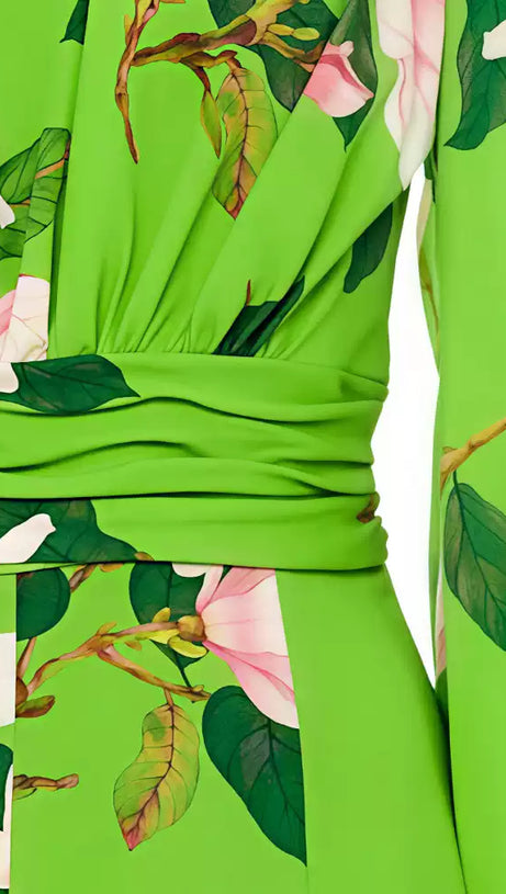 GREEN FLORAL LONG SLEEVE MAXI DRESS
