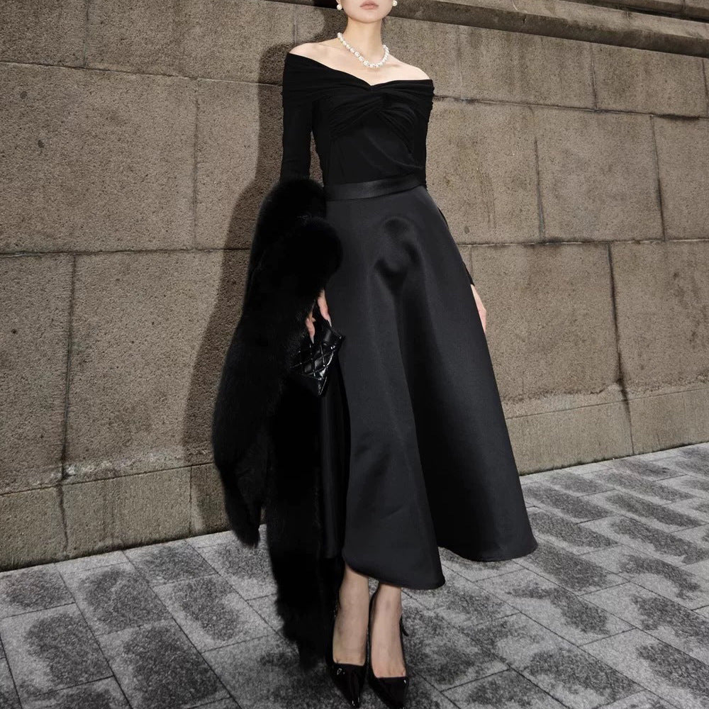 AIIZIE BLACK HIGH WAIST VINTAGE SKIRT - product image