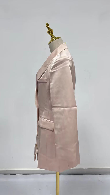 BREENDA ASYMMETRIC CLOSURE BLAZER IN PALE PINK