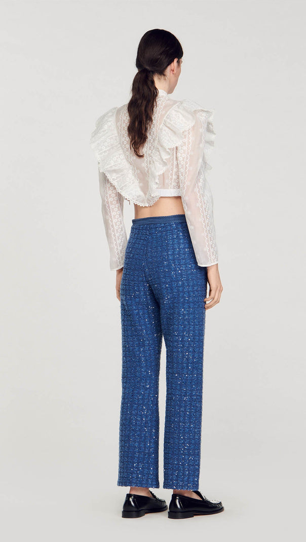 AIIZIE PALMIRA TWEED TROUSERS IN BLUE - product image