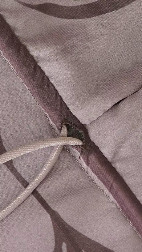 ELEGANT PRINTED MAXI DRESS WITH SHEER SLEEVES AND TIE - WAIST