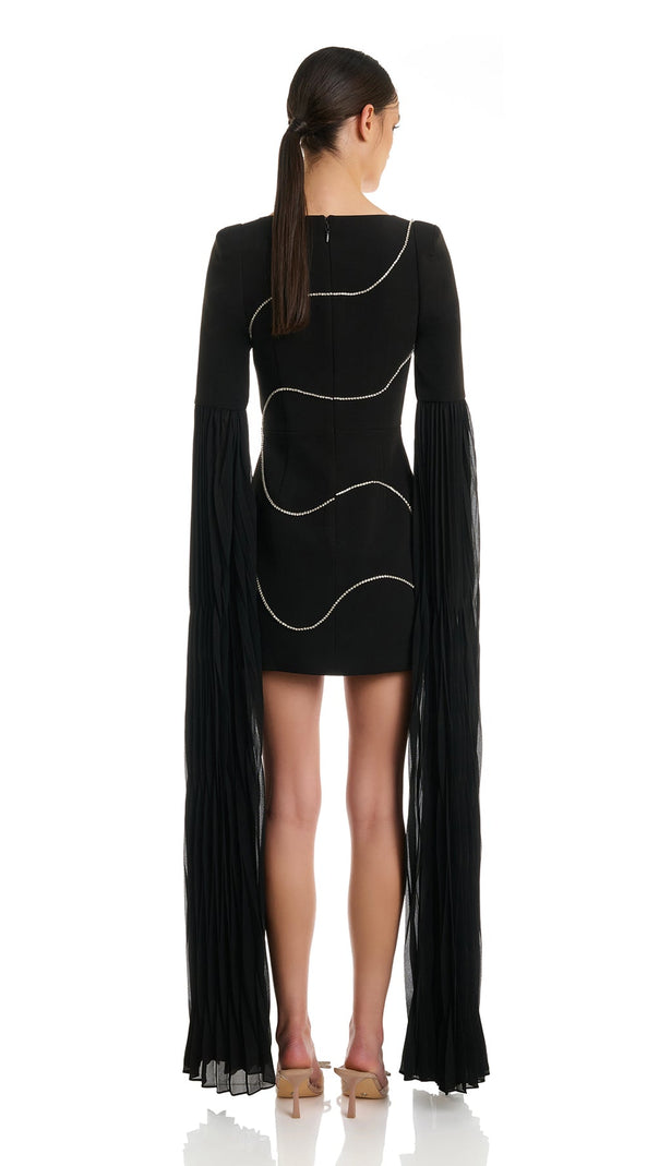 AIIZIE CRYSTAL-STRIPE BODYCON MINI DRESS IN BLACK - product image