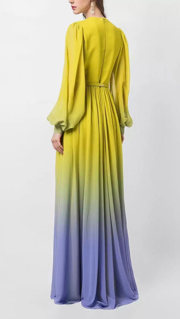 AIIZIE NICHE GRADIENT YELLOW LONG MAXI DRESS - product image