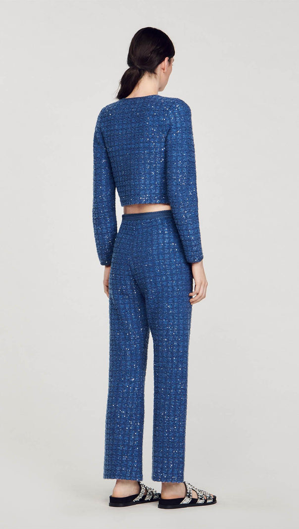 AIIZIE PALM CROPPED BLAZER IN BLUE - product image