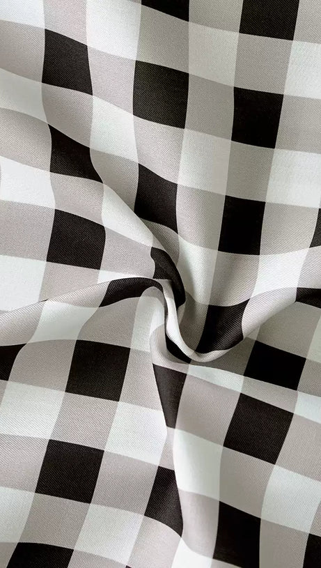 BLACK AND WHITE CHECKERED SHIRT DRESS WITH BELT