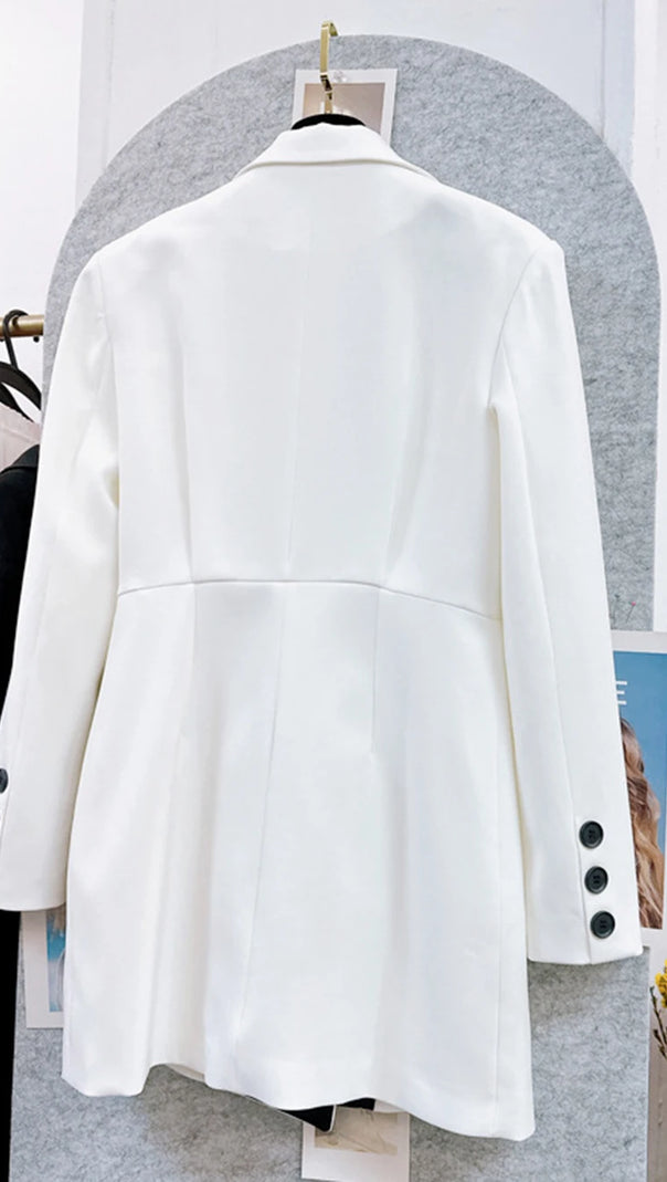 AIIZIE LETITIA FLORAL CONTRAST WHITE BLAZER MINI DRESS - product image