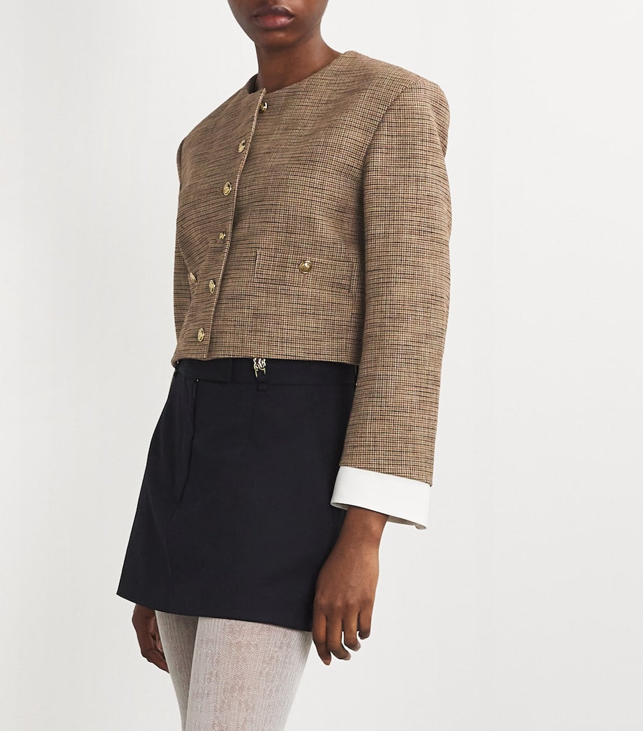 AIIZIE ROUND-NECK HOUNDSTOOTH-PATTERN WOVEN JACKET IN BRUNS - product image