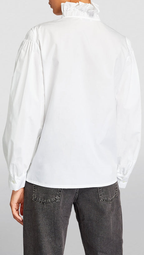 LISANDRA ORGANIC COTTON RUFFLED BLOUSE