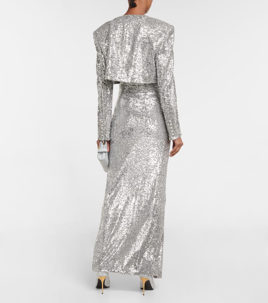AIIZIE TAMMY SEQUINED MAXI DRESS IN SLIVER - product image