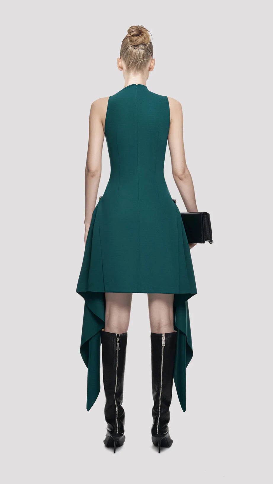 AMATO SLEEVELESS FRINGE MINI DRESS IN GREEN