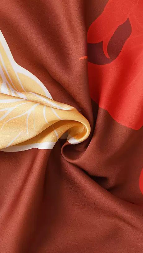 BROWN FLORAL PRINT TIERED MAXI DRESS WITH PUFF SLEEVES