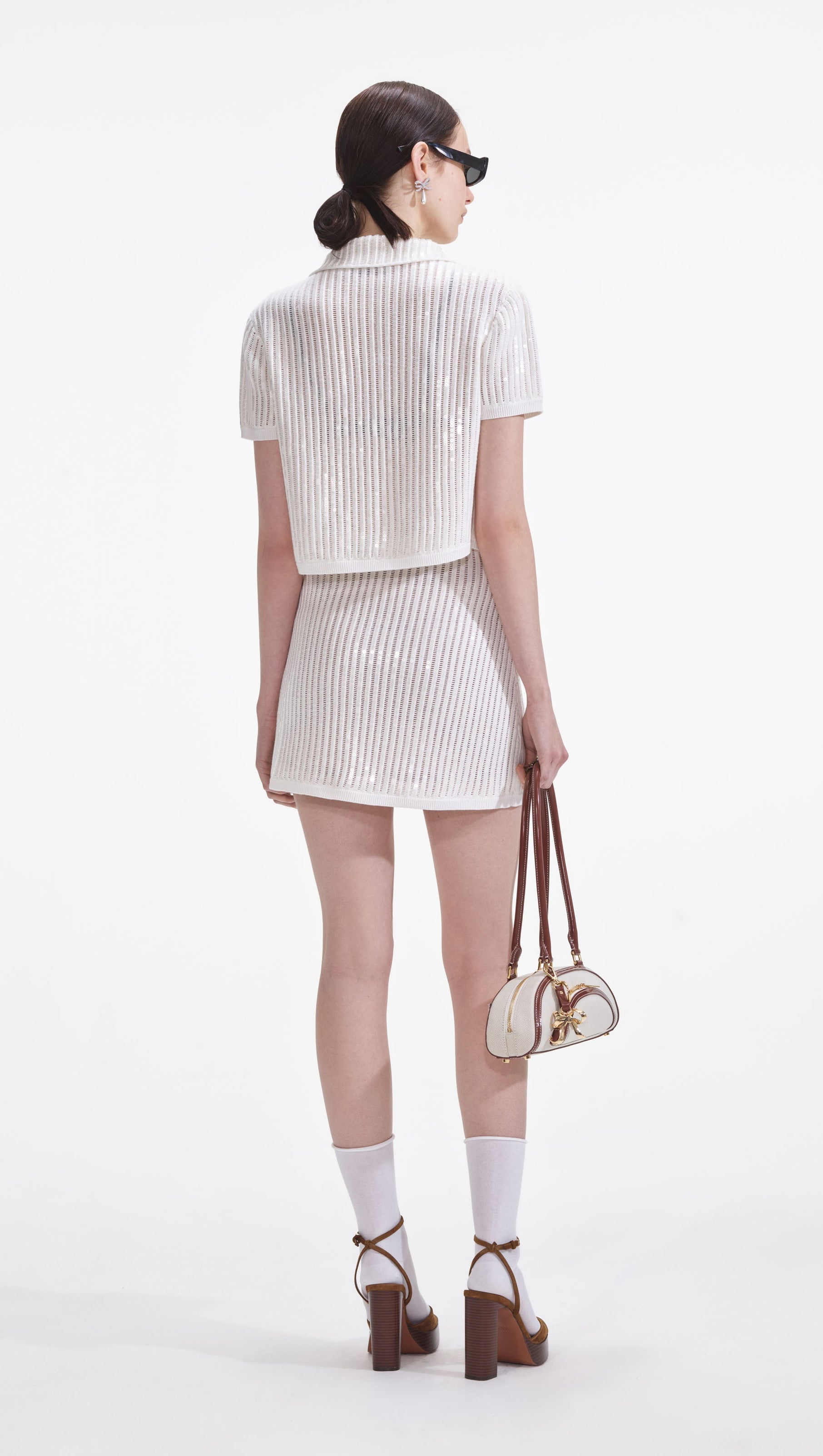 AIIZIE WHITE SEQUIN CROCHET TOP - product image