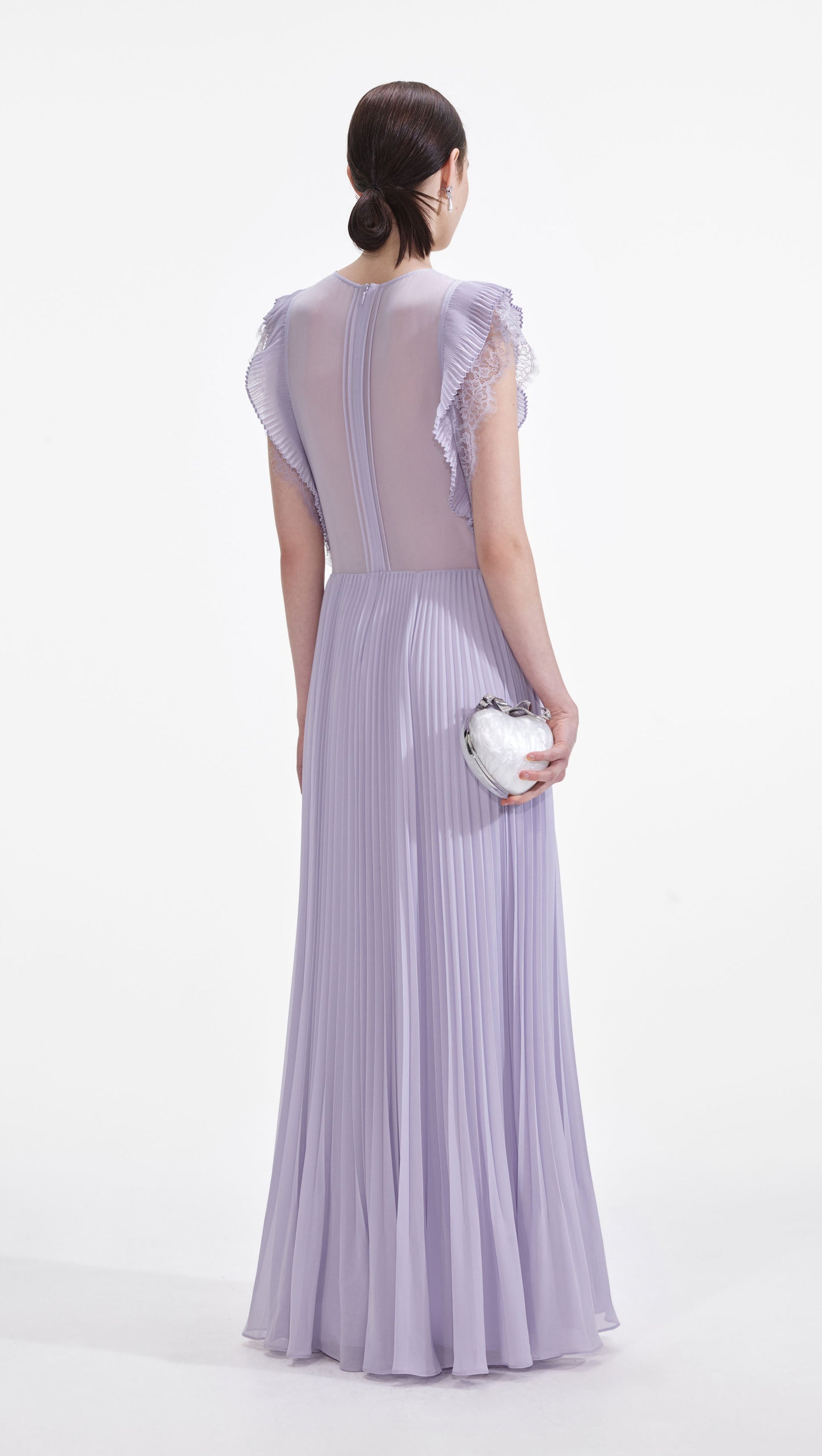 CHIFFON RUFFLED MAXI DRESS IN LILAC