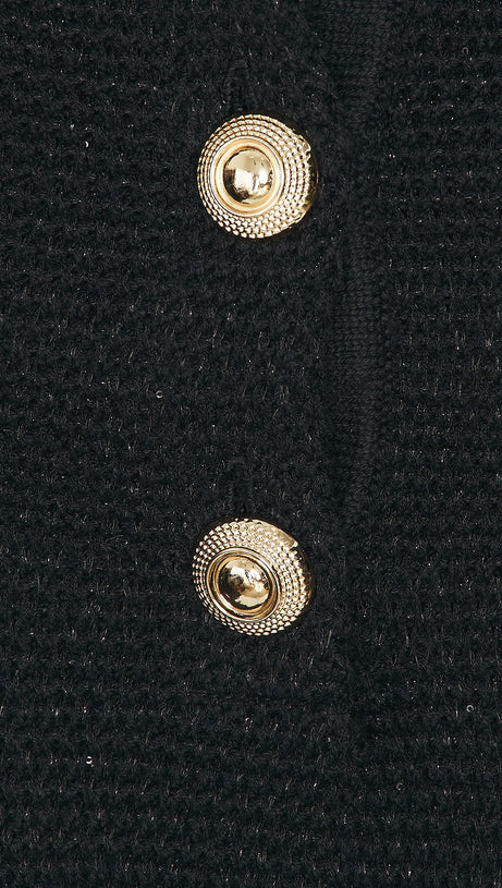 BLACK KNIT CONTRAST COLLAR MINI DRESS