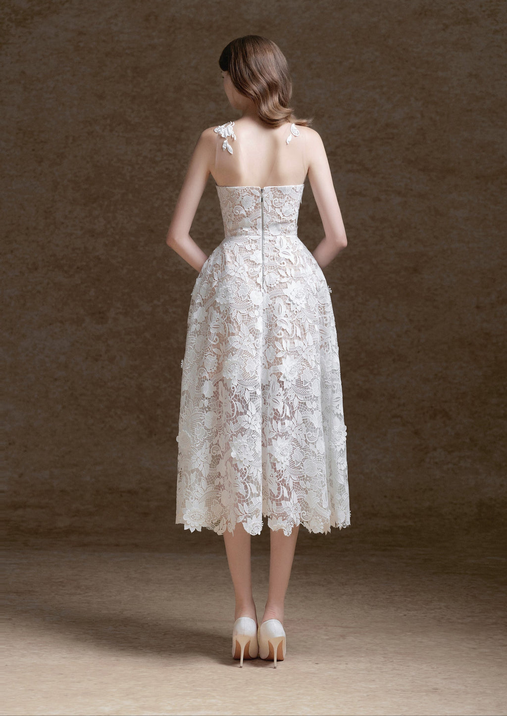 ERICA FLORAL LACE MIDI DRESS IN WHITE