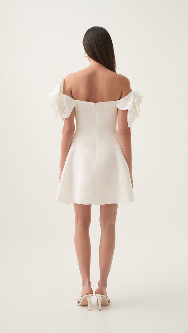 AIIZIE ETTA FLOWER STRAPLESS MINI DRESS IN IVORY - product image