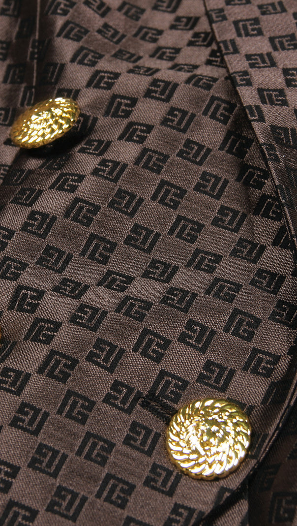 AIIZIE BELINDA MINI MONOGRAM BLAZER IN BROWN - product image