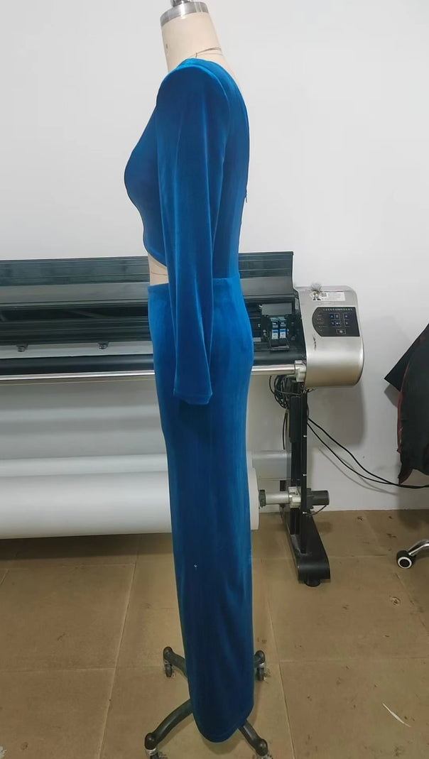 AIIZIE GIANNI ONE SHOULDER VELVET CUTOUT MAXI DRESS - product image