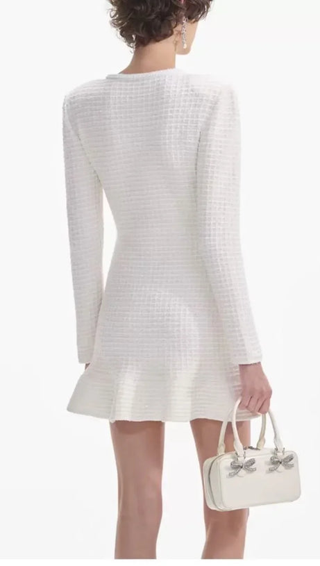 CREAM BUTTONED KNIT MINI DRESS