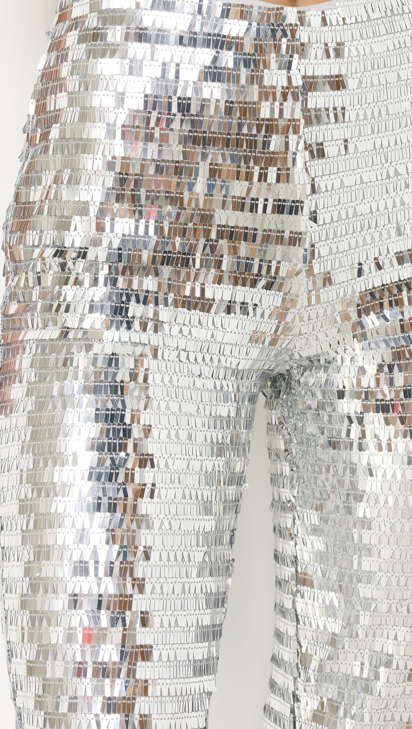 SEQUIN-EMBELLISHED TROUSERS BLAZER SET IN SILVER