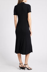 DOLORES BLACK POINTELLE MIDI DRESS