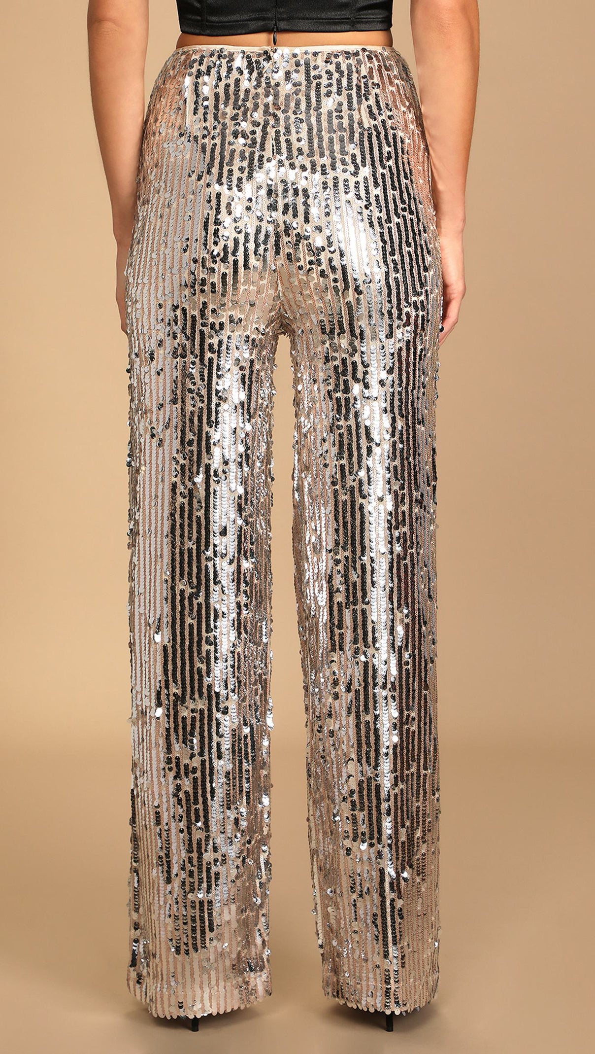 AIIZIE SILVER MULTI SEQUIN PANTS - product image