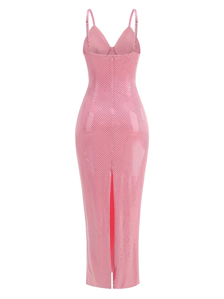 AIIZIE BROOK CRYSTAL-EMBELLISHED SLEEVELESS MAXI DRESS IN ROSE PINK - product image