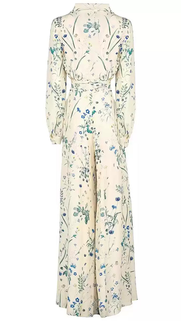 AIIZIE FLORAL PRINT WRAP JUMPSUIT WITH LONG SLEEVES AND WAIST BELT - product image
