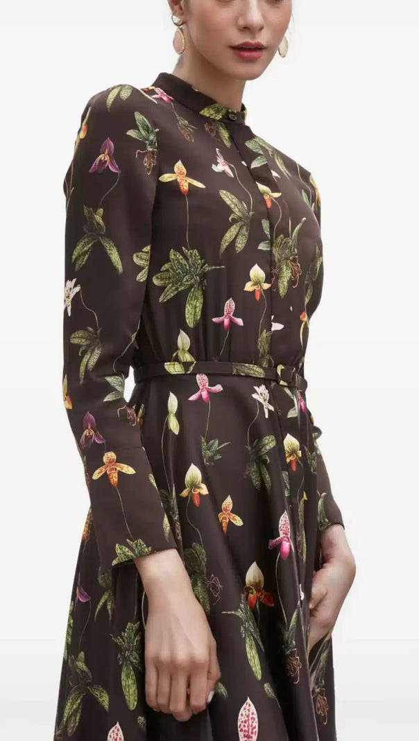 AIIZIE FLORAL PRINT BELTED SHIRT MIDI DRESS - product image