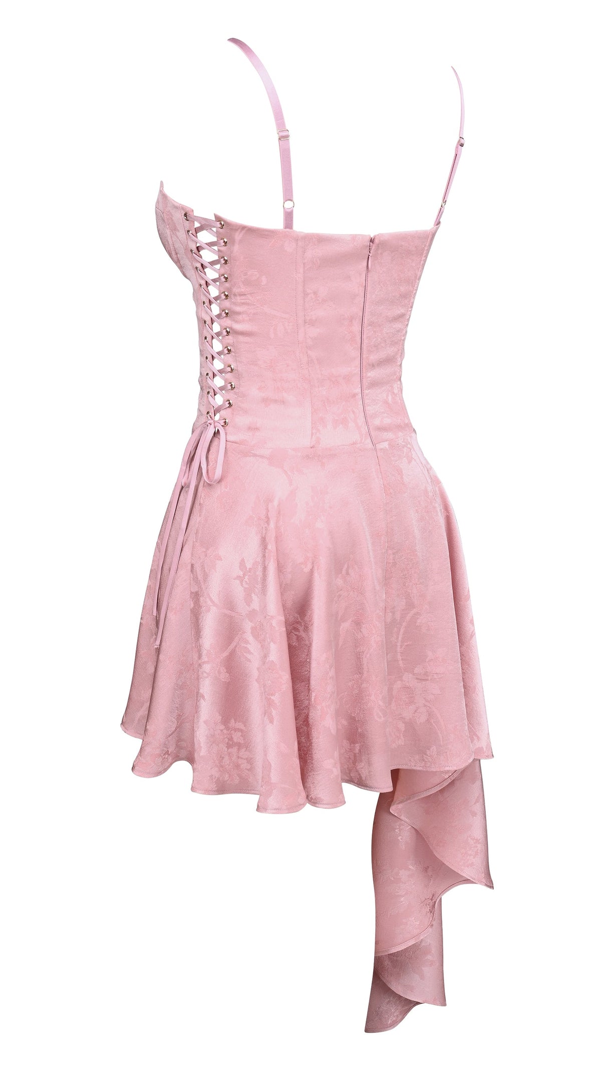 LOLA WINE JACQUARD SATIN DRAPED MINI DRESS[PRE ORDER]