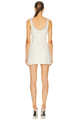 CUTOUT EMBELLISHED BOUCLÉ MINI DRESS